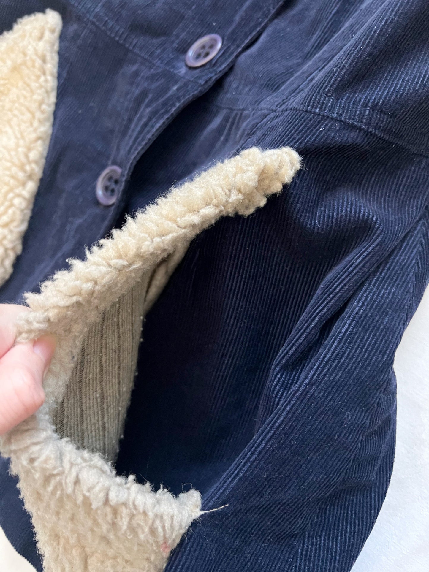 70s navy and sherpa jacket, Size S