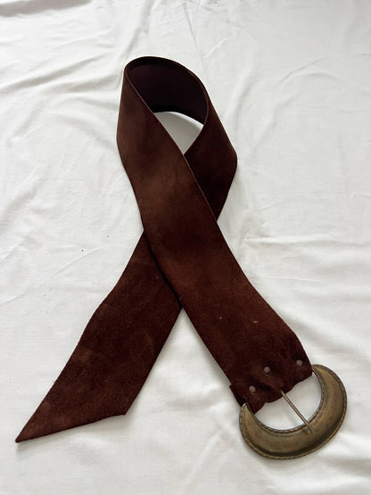 70s wide brown suede belt, Size XS-S