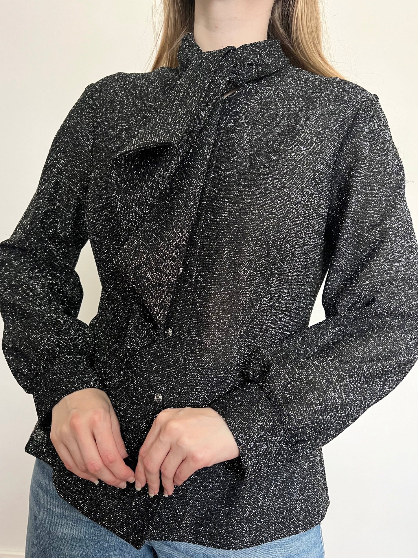 70s glittery blouse, Size L