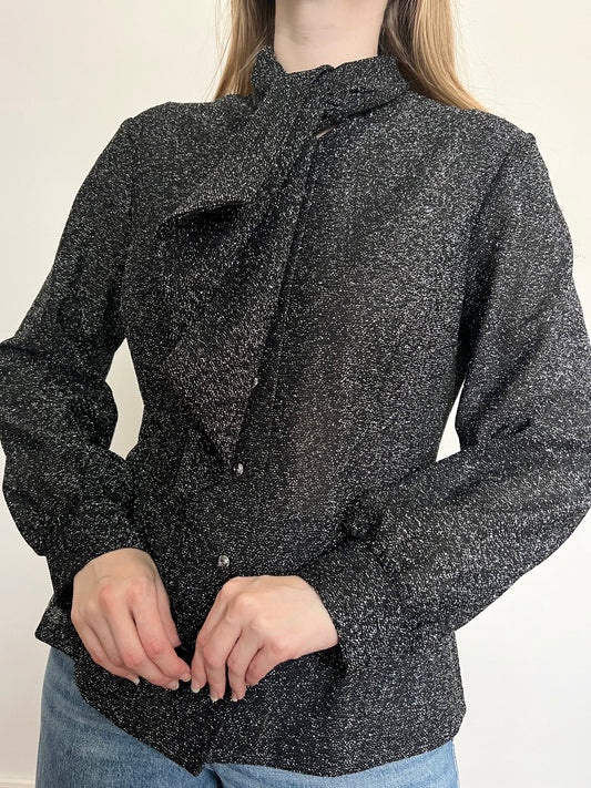 70s glittery blouse, Size L