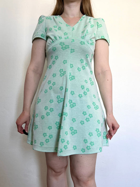 60s green mini dress, Size S
