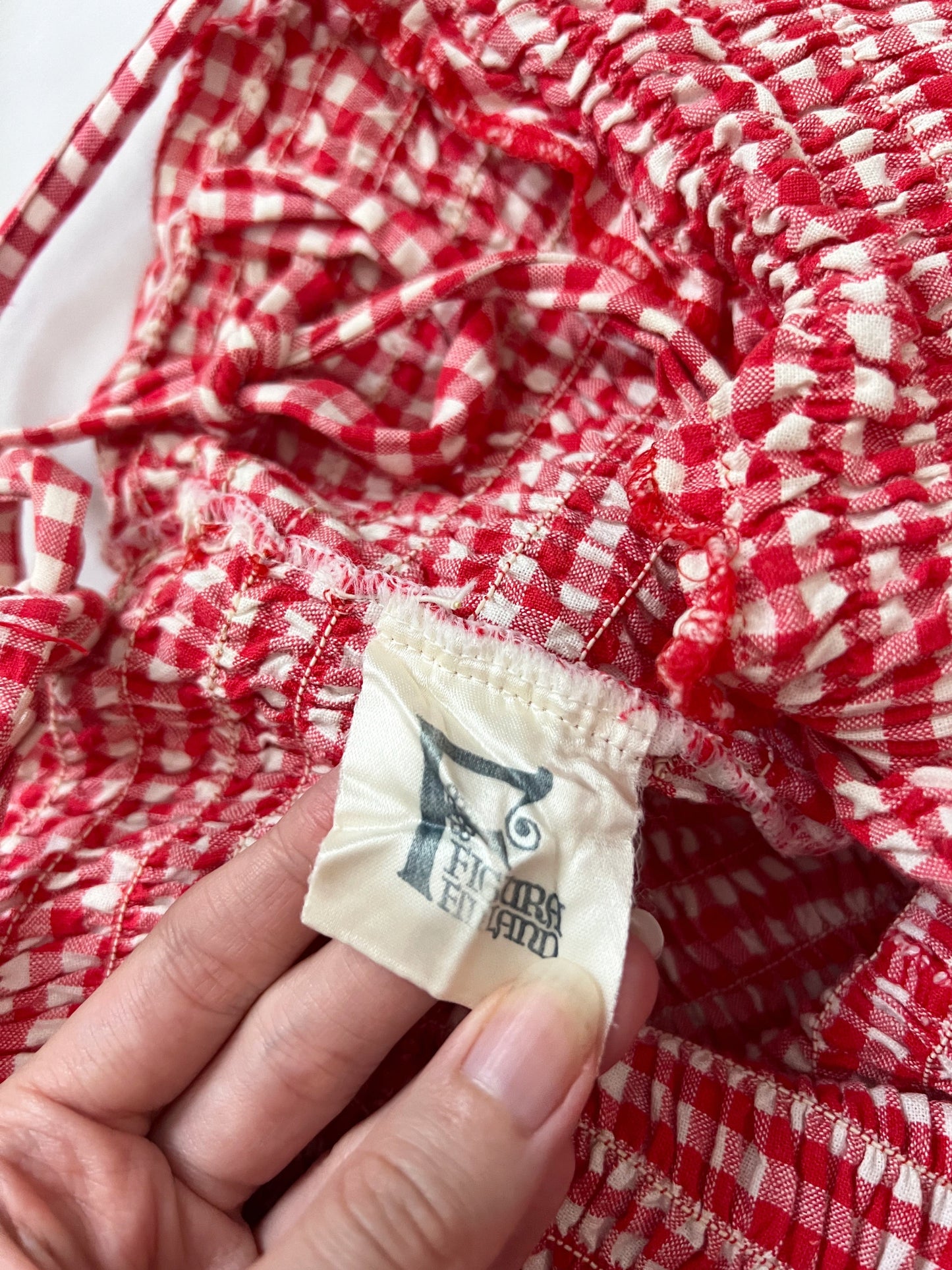 70s red and white gingham sundress, Size M