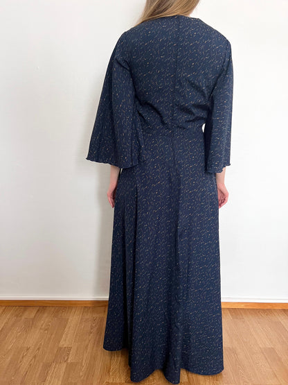 70s dramatic sleeve maxi dress, Size S-M