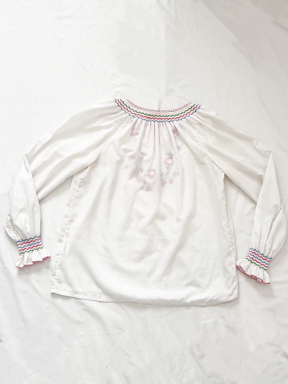 70s Hungarian floral embroidery blouse, Size M