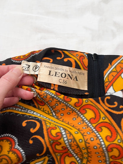 70s paisley pattern and wide sleeves dress, Size S