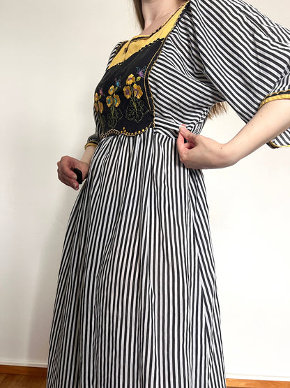 70s striped floral dress, Size L