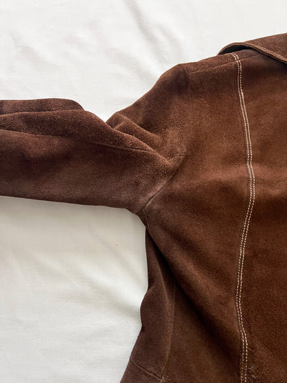 70s dark brown suede jacket, Size XS