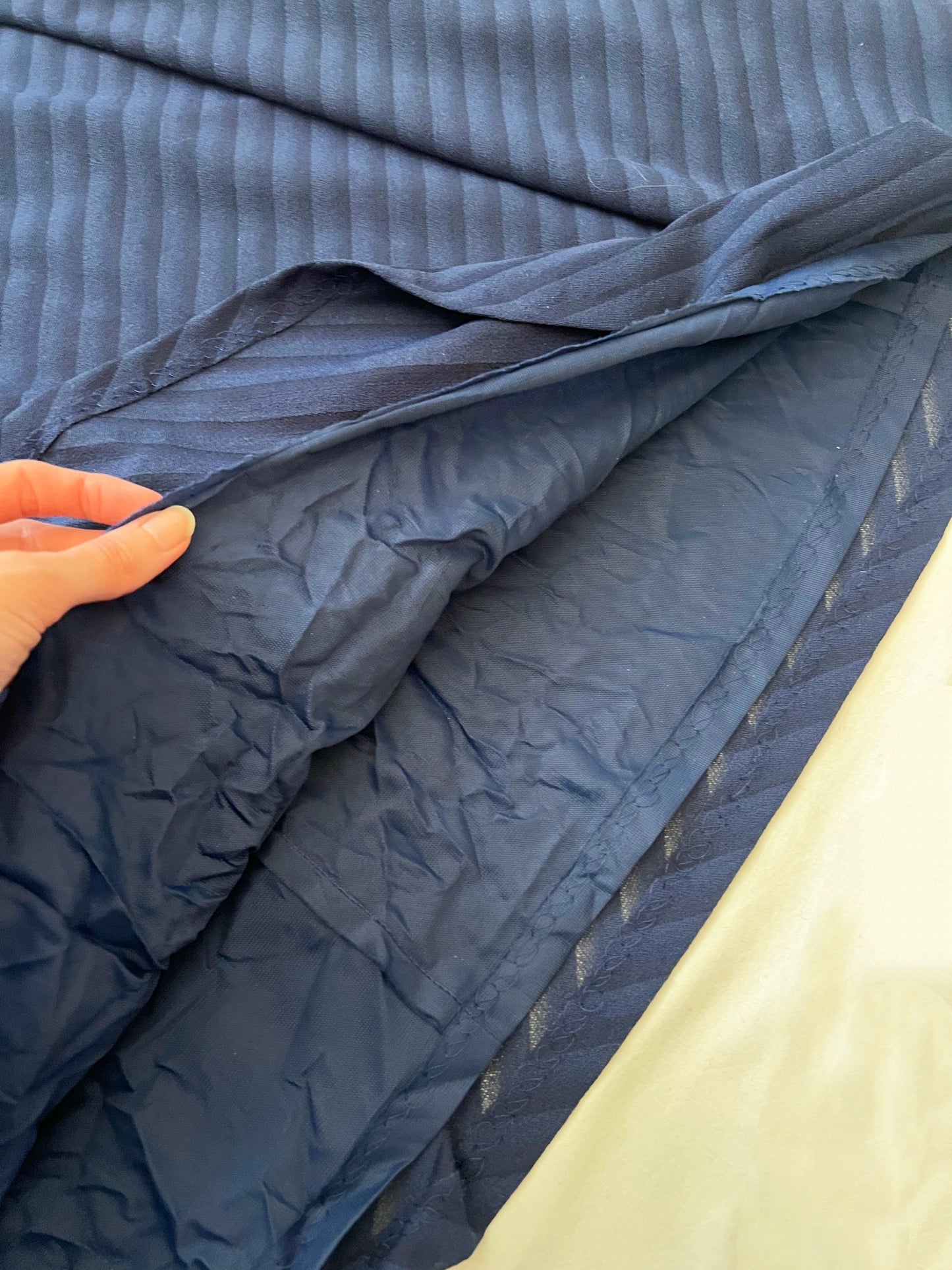 70s navy blue stripes dress, Size L