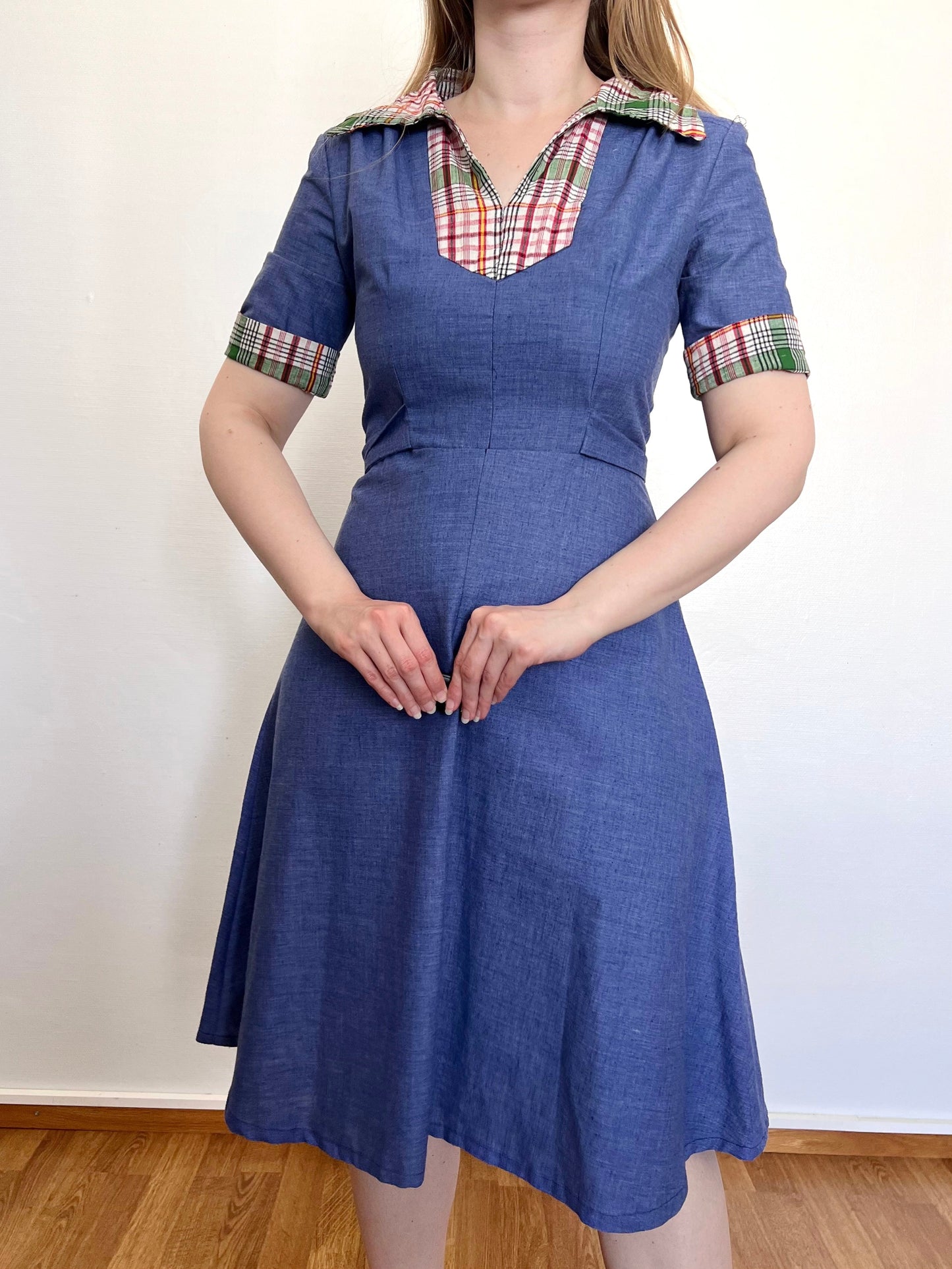 Blue and plaid dress, Size S