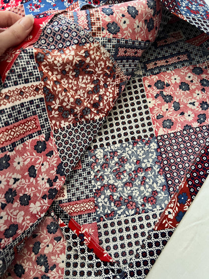 60s/70s red  patchwork pattern skirt, Size S