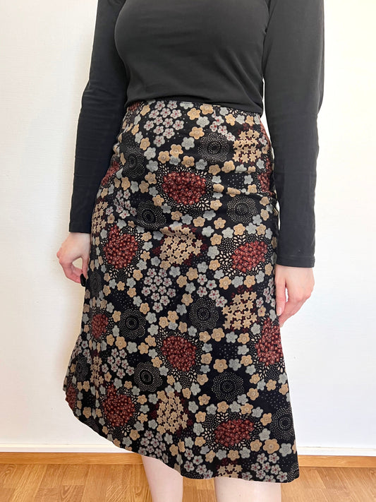 70s velvet floral skirt, Size S