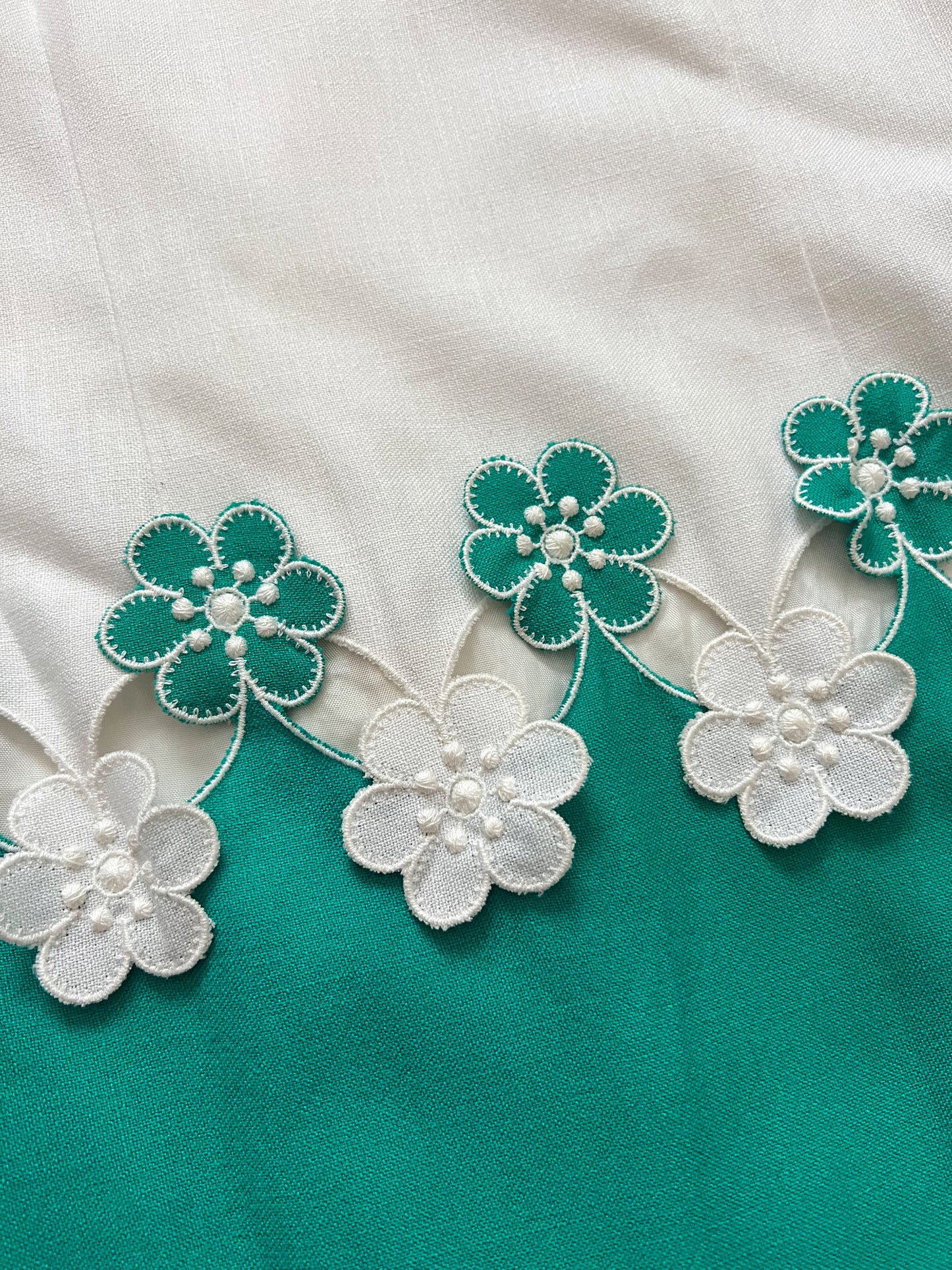 70s white and green maxi dress, Size XS-S