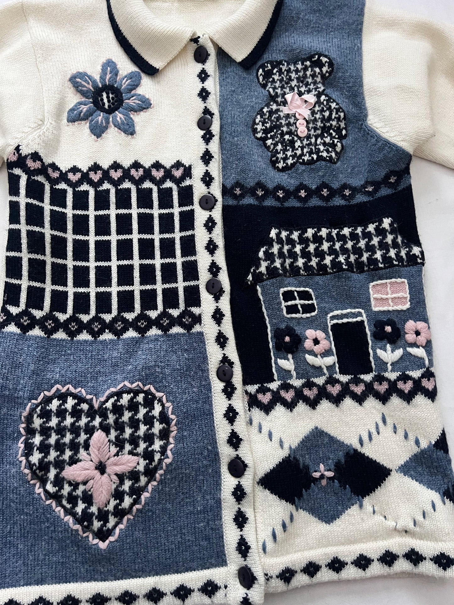 90s patchwork cardigan, Size S-M