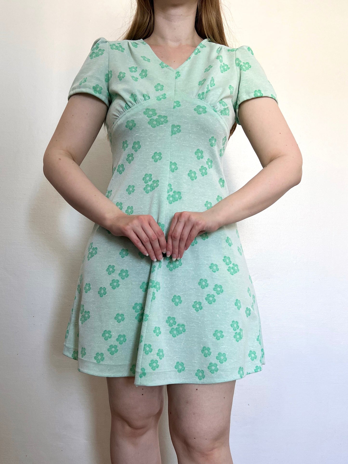 60s green mini dress, Size S