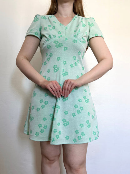 60s green mini dress, Size S