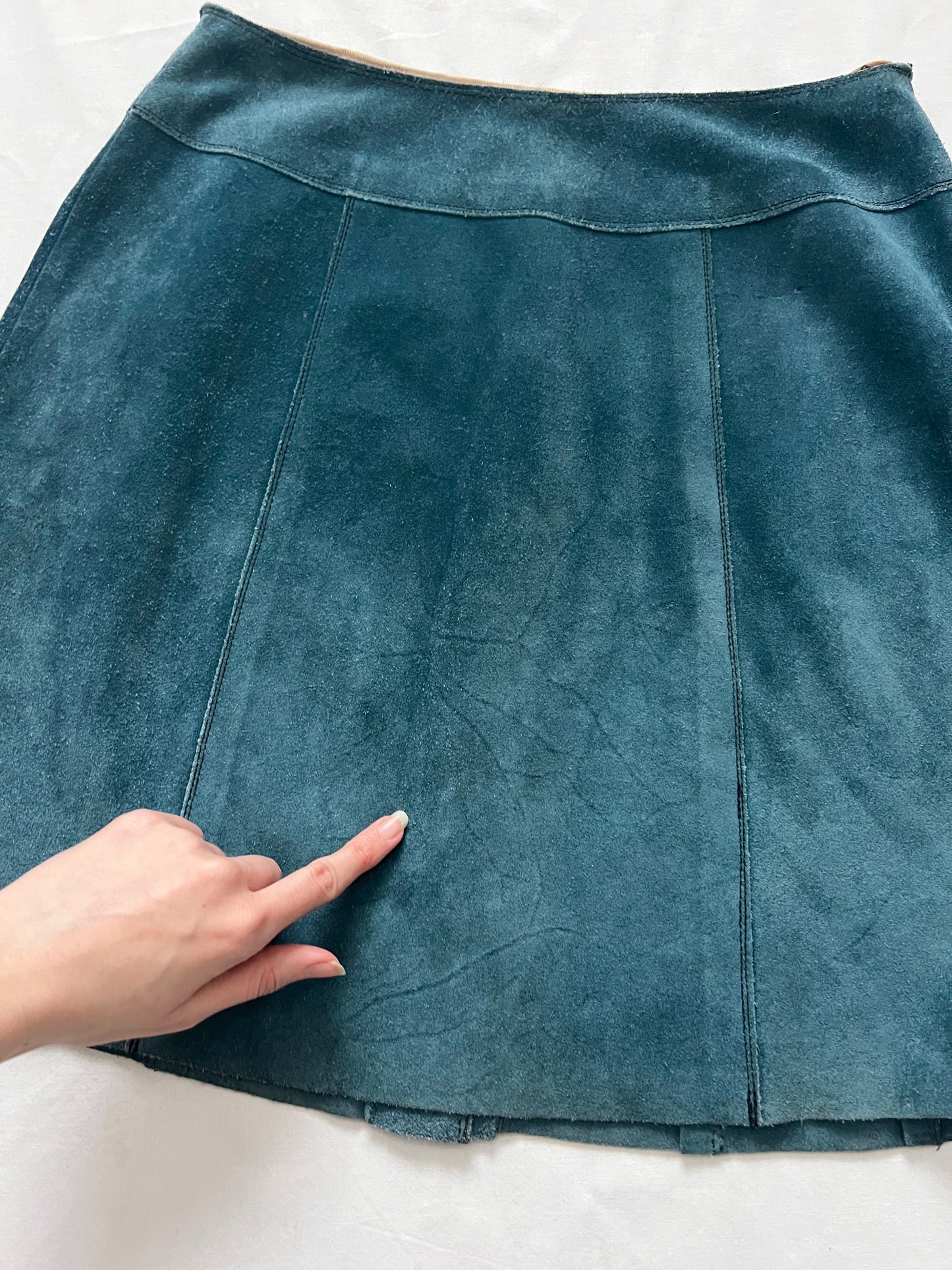 70s blue suede skirt, Size S