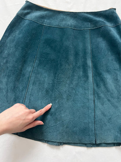 70s blue suede skirt, Size S