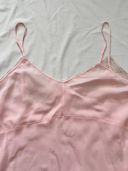 40s pink floral lace nightgown, Size L
