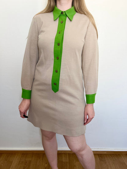 Green and beige mini dress, Size S