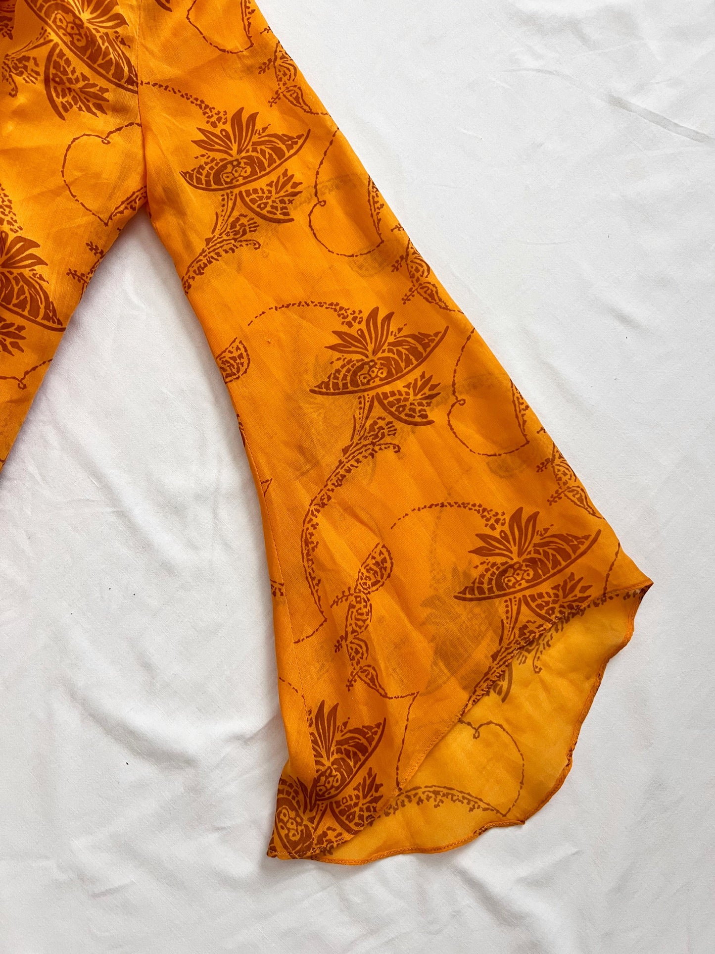 70s orange bell sleeves dress, Size XS