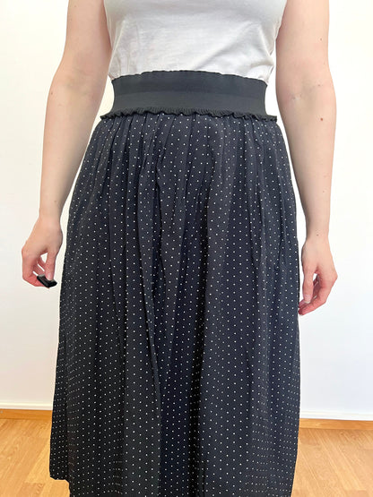 70s black and white polka dot skirt, Size S