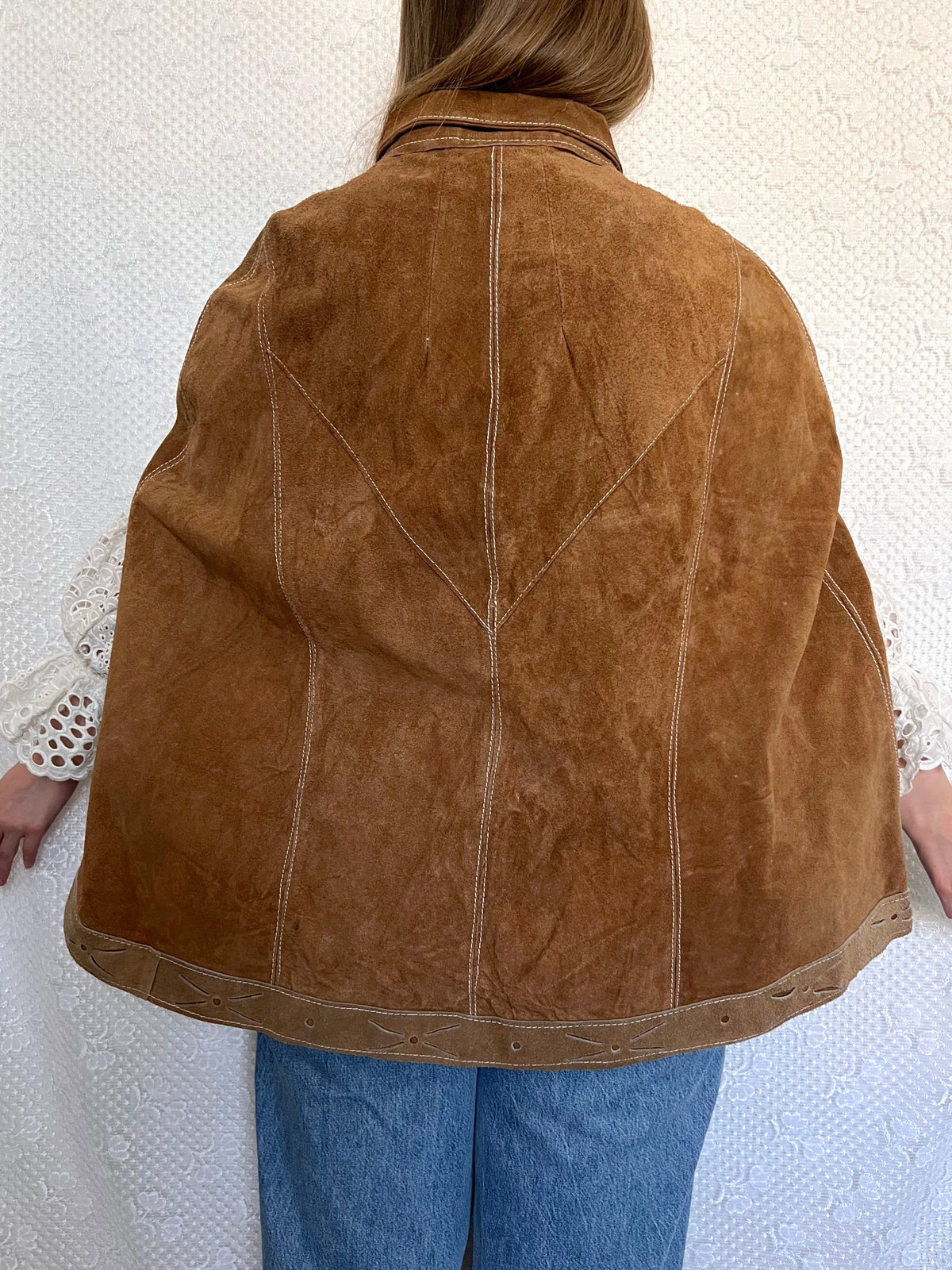 70s suede cape jacket, Size S-L