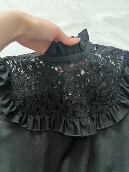70s black prairie dress, Size M-L