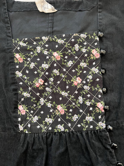 70s Pia & Paula black ribbed blouse, Size S