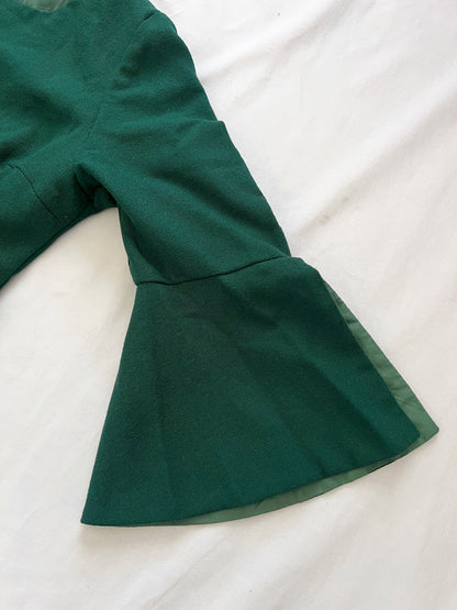 70s green flared sleeves dress, Size S