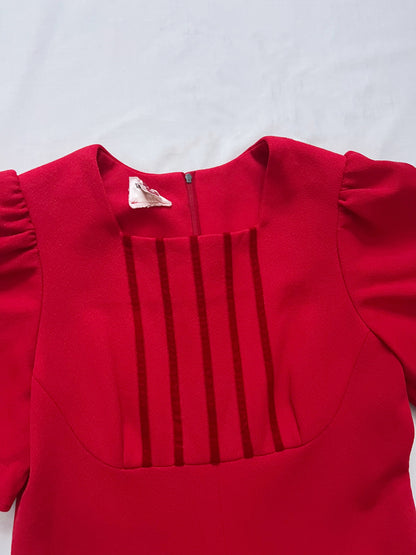 70s red maxi dress, Size XS