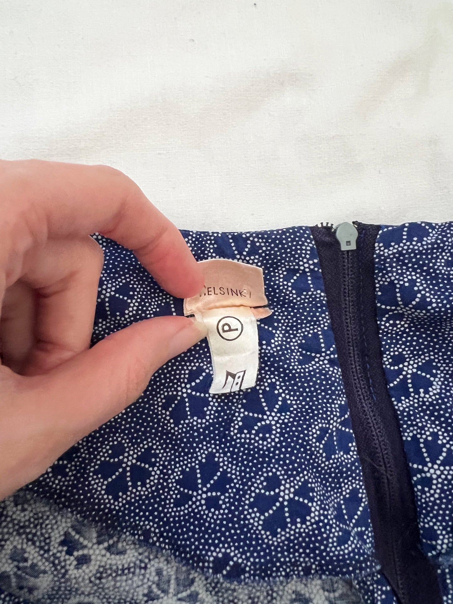 70s blue and white dress, Size XS