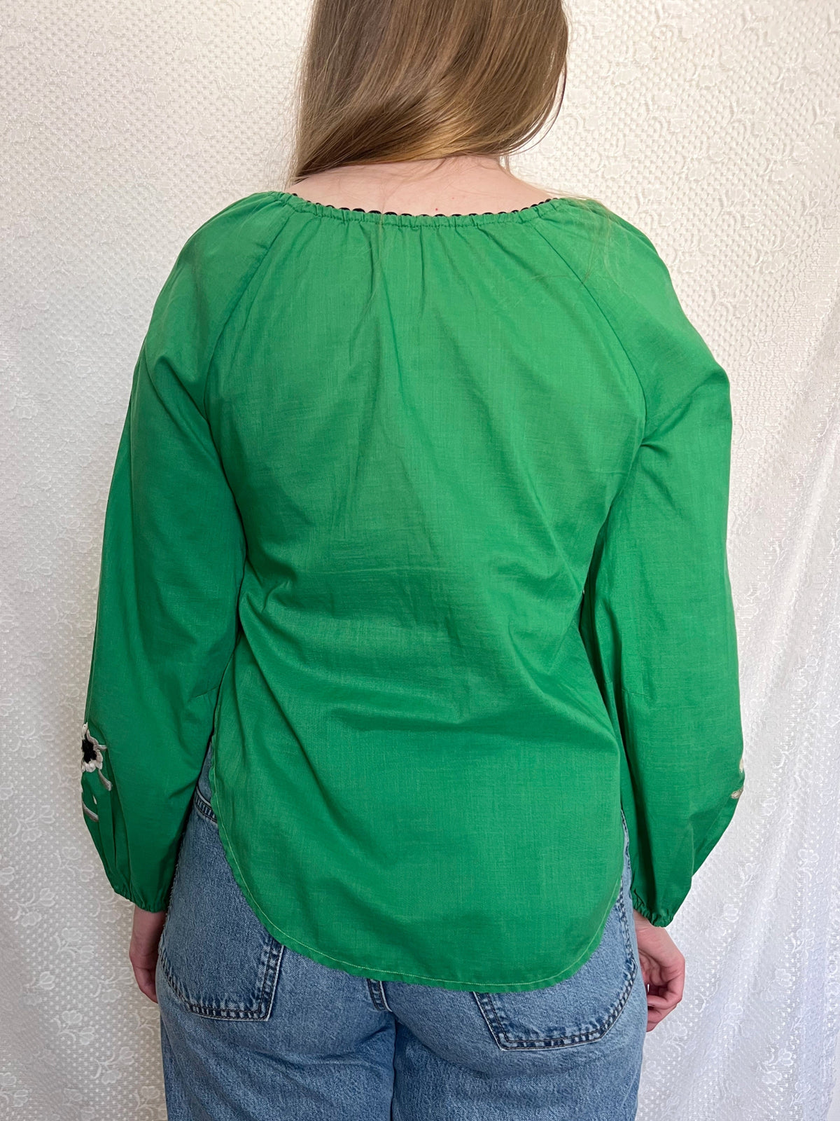 70s green and floral blouse, Size M