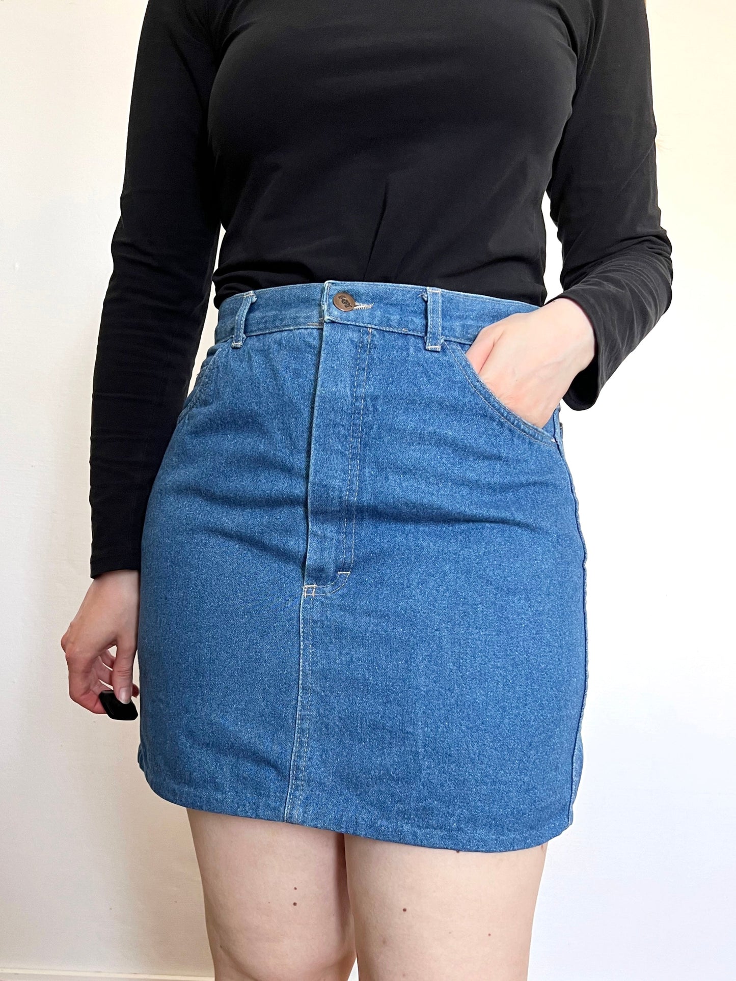 70s denim mini skirt, Size S-M
