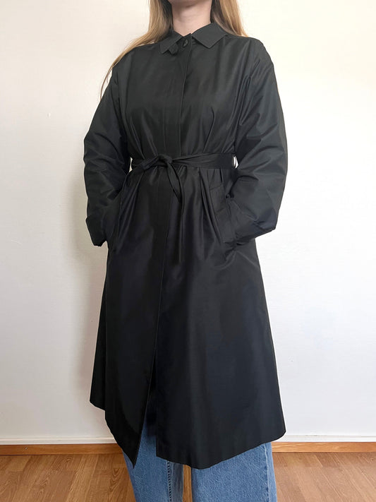 70s black trench coat, Size M