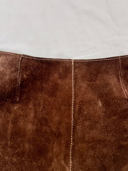 70s brown suede lace up skirt, Size XS