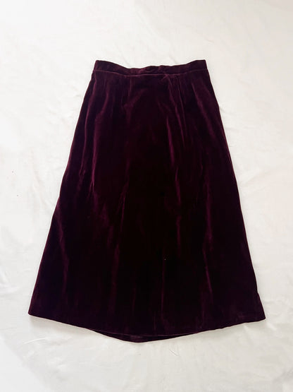 70s purple velvet vest and skirt set, Size S