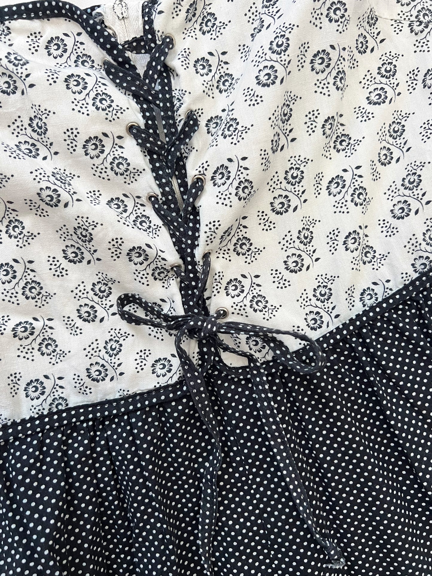 70s cotton black and white sundress, Size S