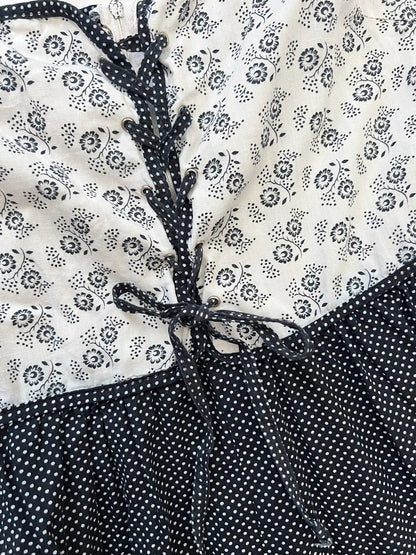 70s cotton black and white sundress, Size S