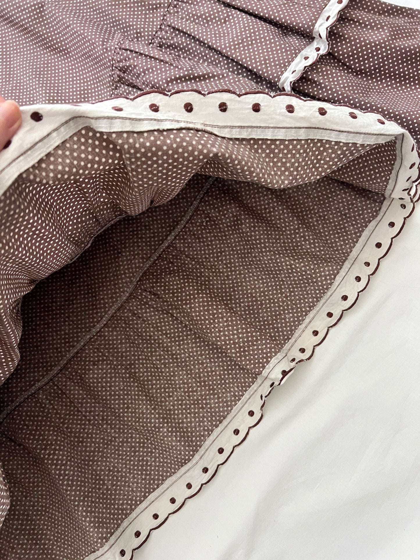 70s Pia & Paula brown and white polka dot maxi skirt, Size XS