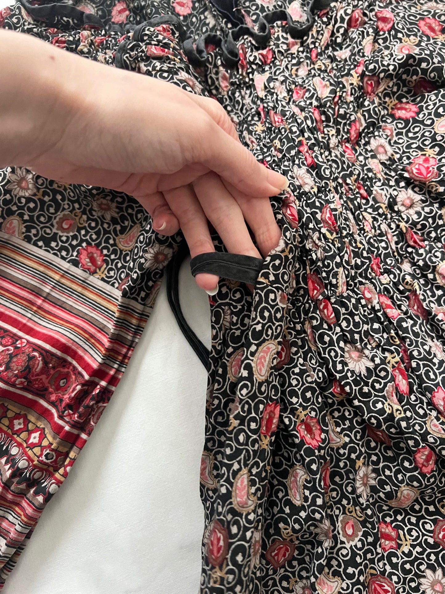 70s bohemian print dress, Size XS-S