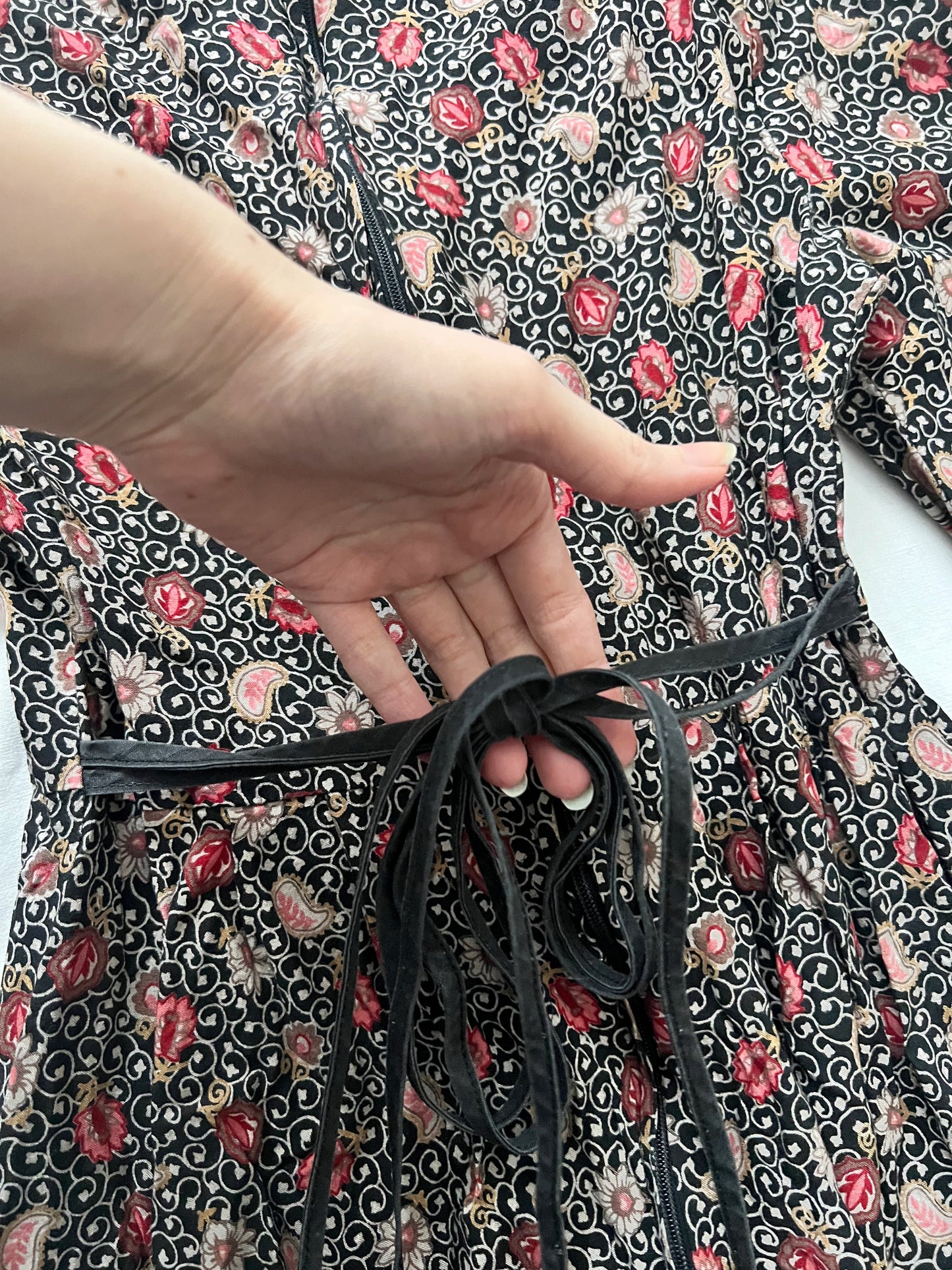 70s bohemian print dress, Size XS-S