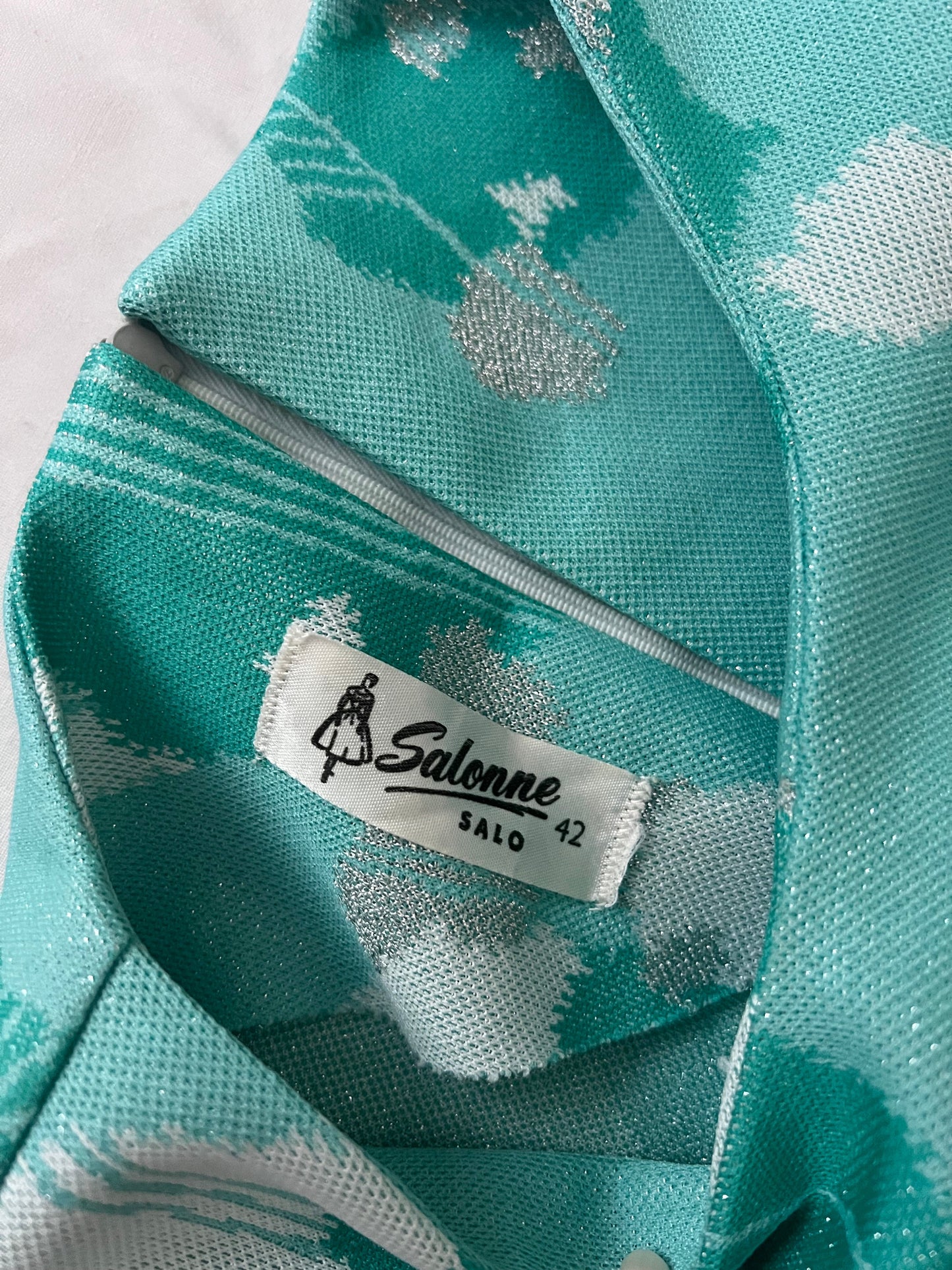 70s turquoise sleevless dress, Size L