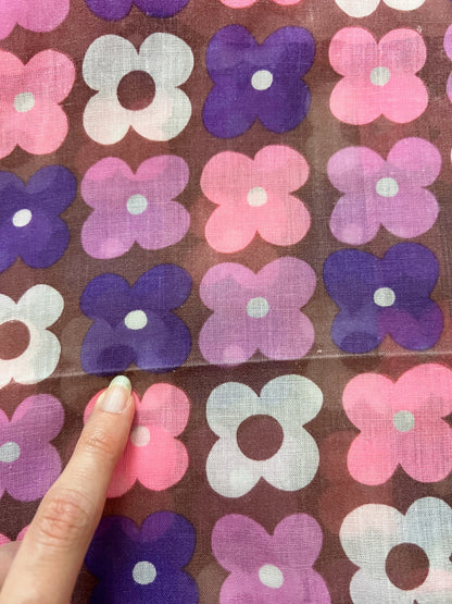 70s pink and purple flower power dress, Size S