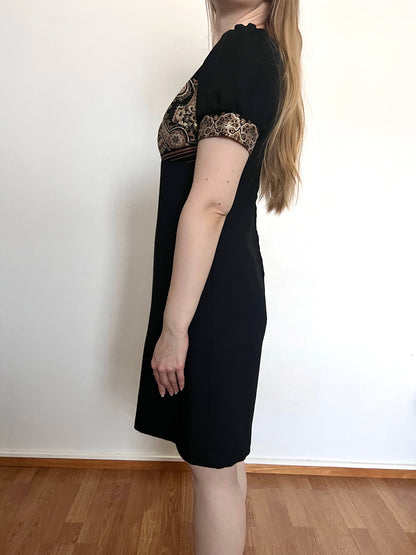 60s black and gold/bronze shimmery dress, Size S