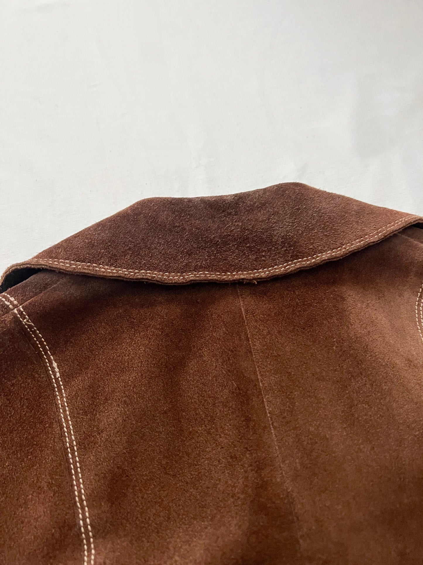 70s dark brown suede jacket, Size XS
