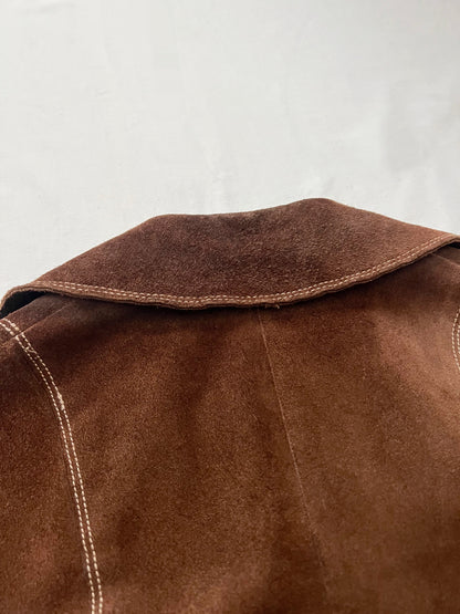 70s dark brown suede jacket, Size XS