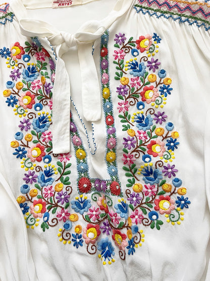 1930s/1940s hand embroidered floral cropped blouse, Size S