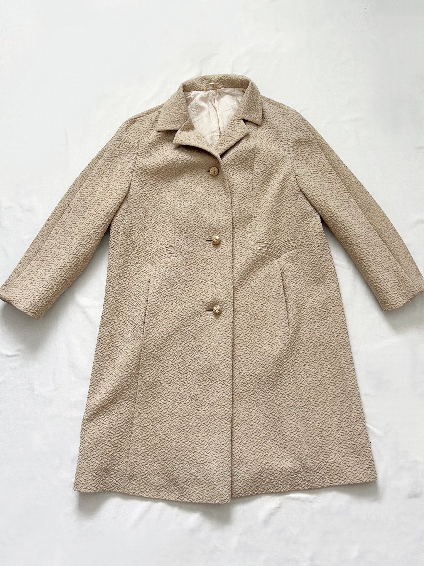 Crimplene beige jacket, Size M