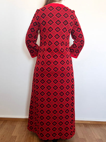 70s red and black dress, Size M