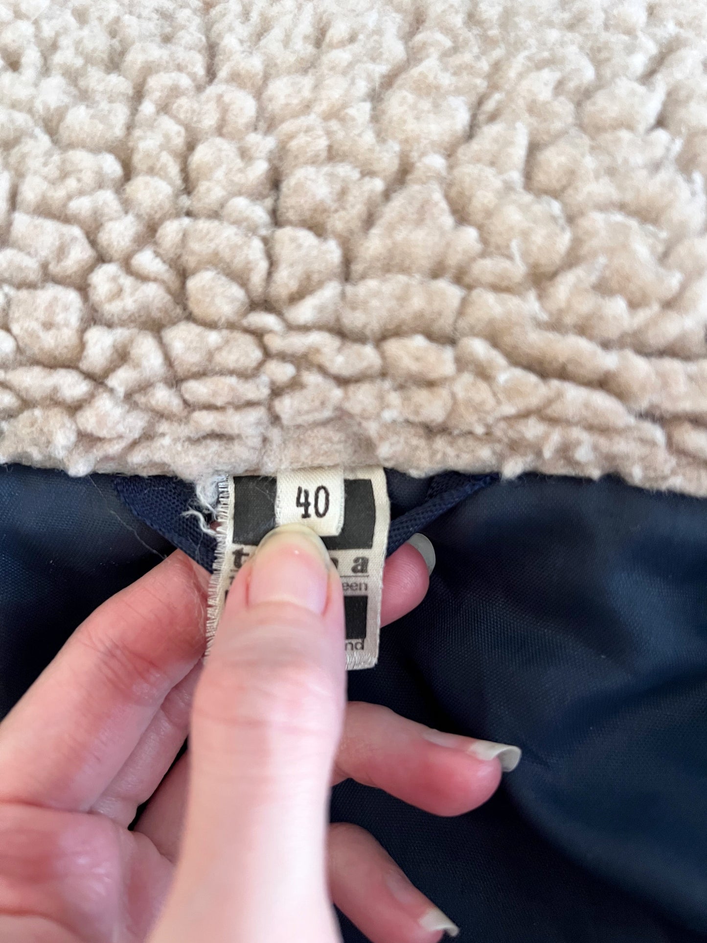 70s navy and sherpa jacket, Size S